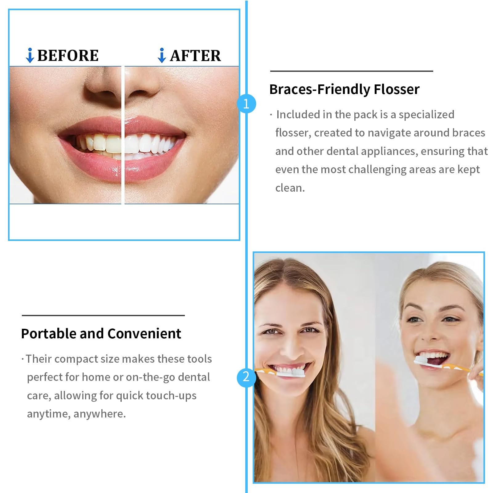 4-Pack Orthodontic Dental Care Kit – Includes Soft Bristle Multicolor