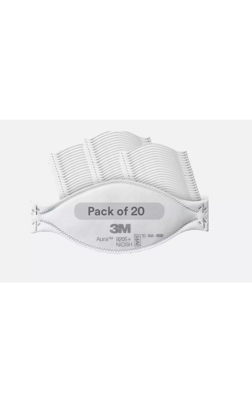 3M Aura 9205+ N95 Particulate Respirator Face Mask NIOSH – White (20 Pack)