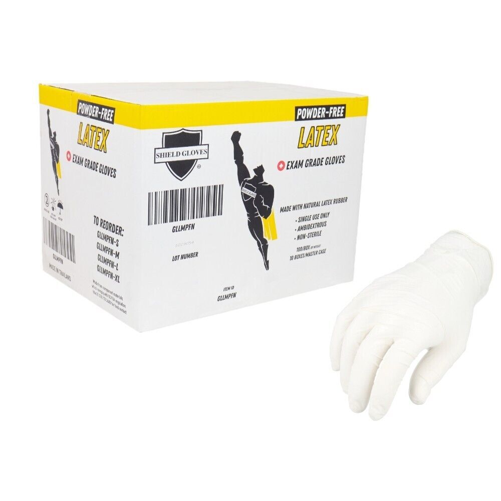 Powder Free Latex Disposable Exam Gloves Large 4.5 Mil Natural Rubber 1000 Qty