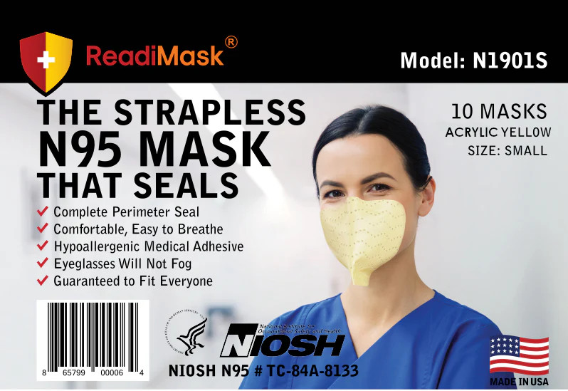 USA ReadiMask N95 Small Strapless Sealing Respirator 10 Pack NOISH Approved N95