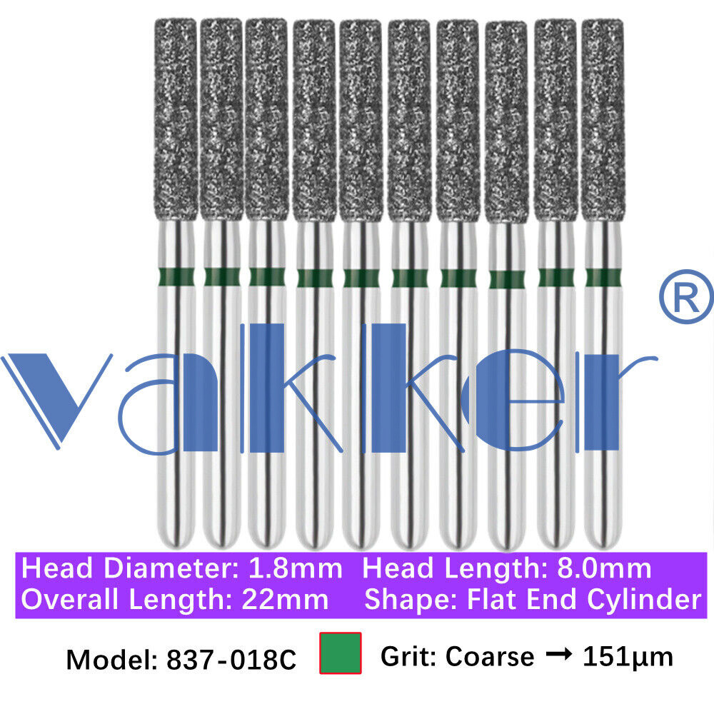 10pc Diamond Burs Shape Flat & Round End Modified Cylinder Fine Medium Coarse
