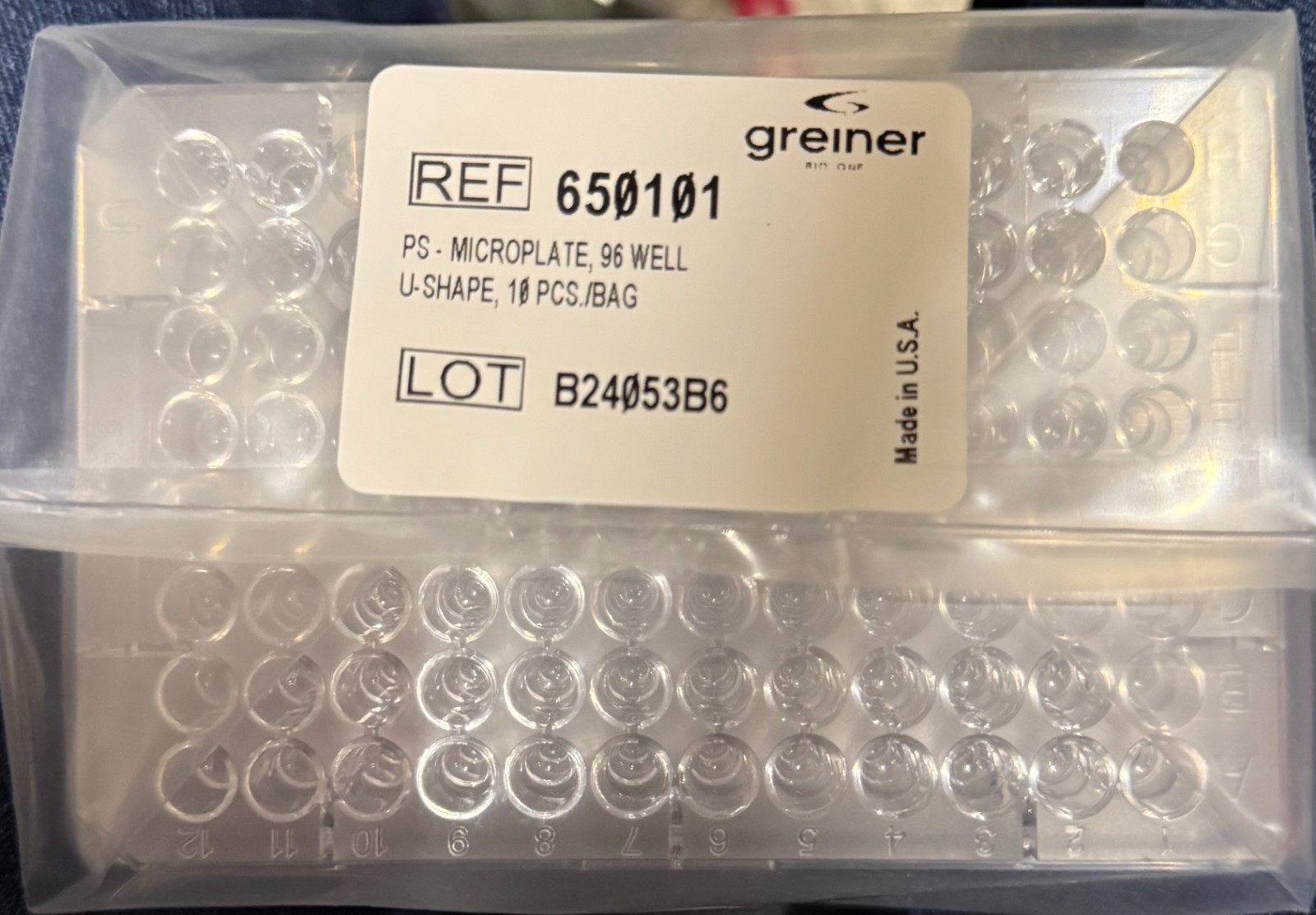 Greiner Bio-One 650101 Clear 96-Well Polystyrene U-Bottom Microplate (80each)