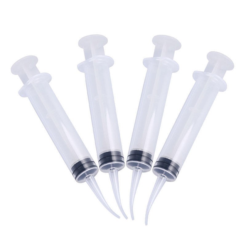 Dental Utility Oral Disposable Irrigation Syringe Long Curved Tips 12ml (12cc)