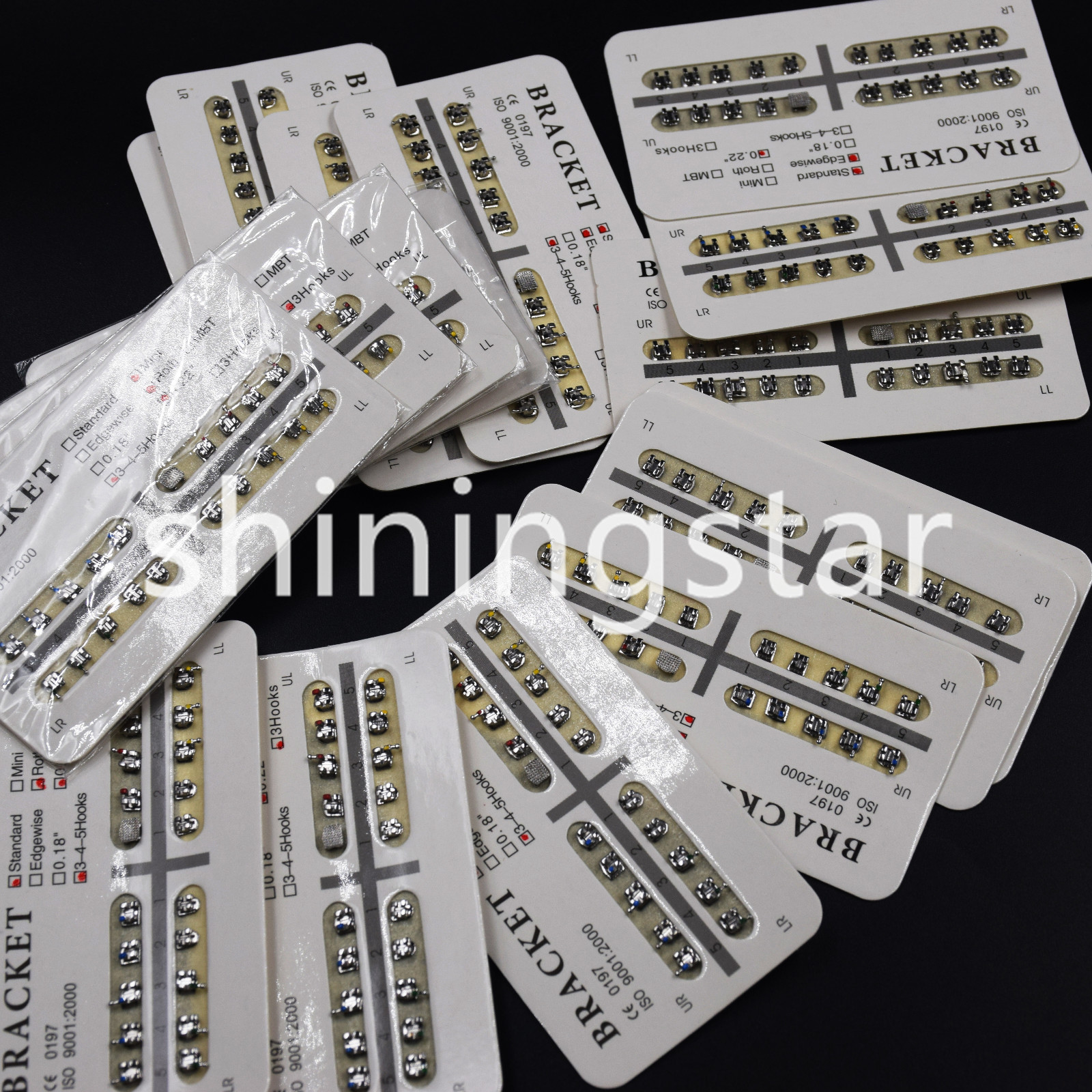 20Packs Dental Ortho Bracket Mini/Standard Roth MBT Edgewise 018/022 3/345 Hooks