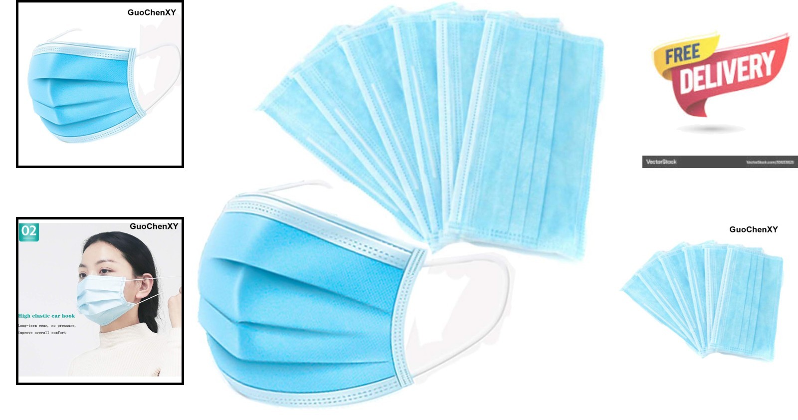 50 Pcs 3 Ply Earloop Face Masks – 95% Filtration, Adjustable Nose Clip