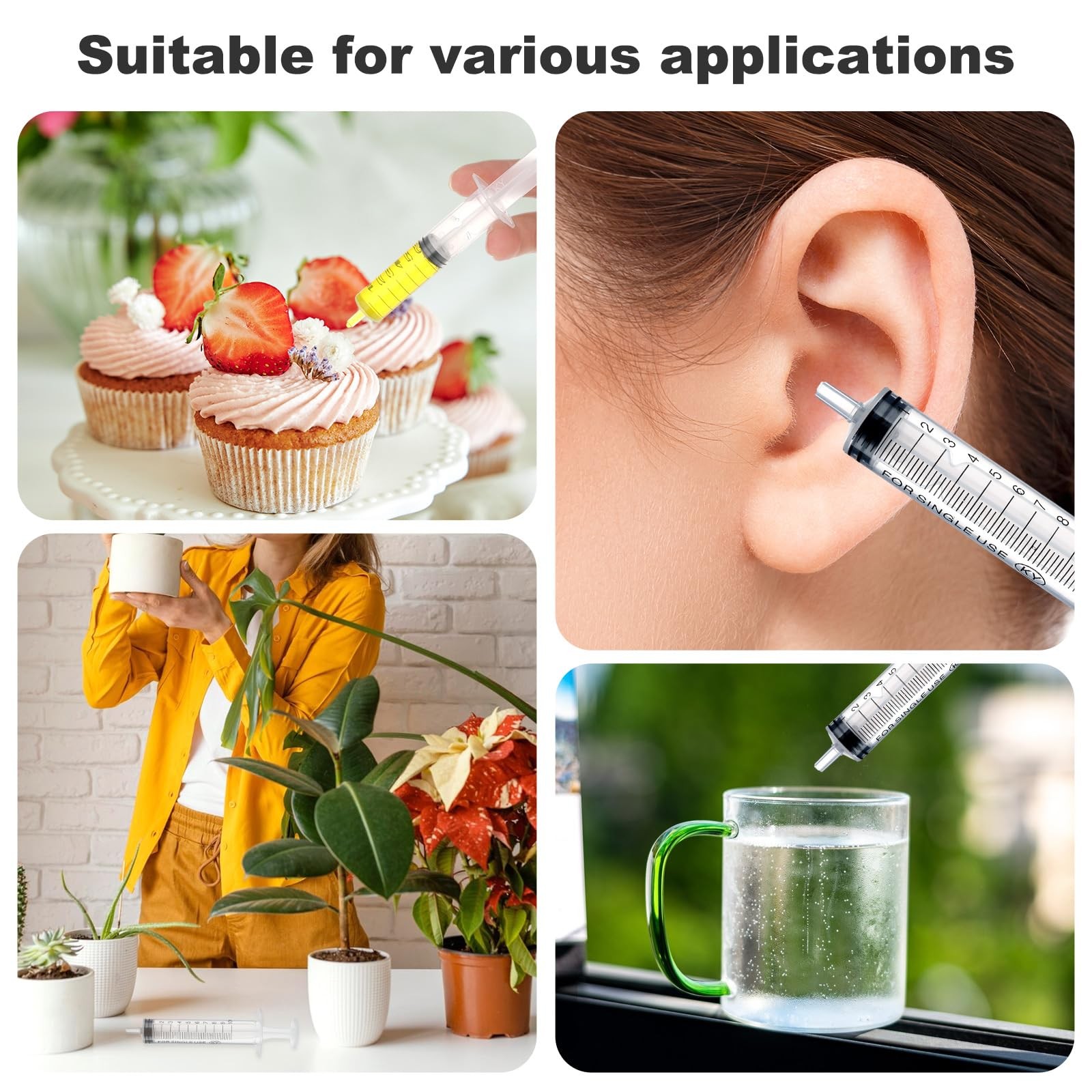 AOZUO 5 PCS Plastic Syringe, 1ml 3ml 5ml 10ml 20ml Feeding Syringes for Liqui…
