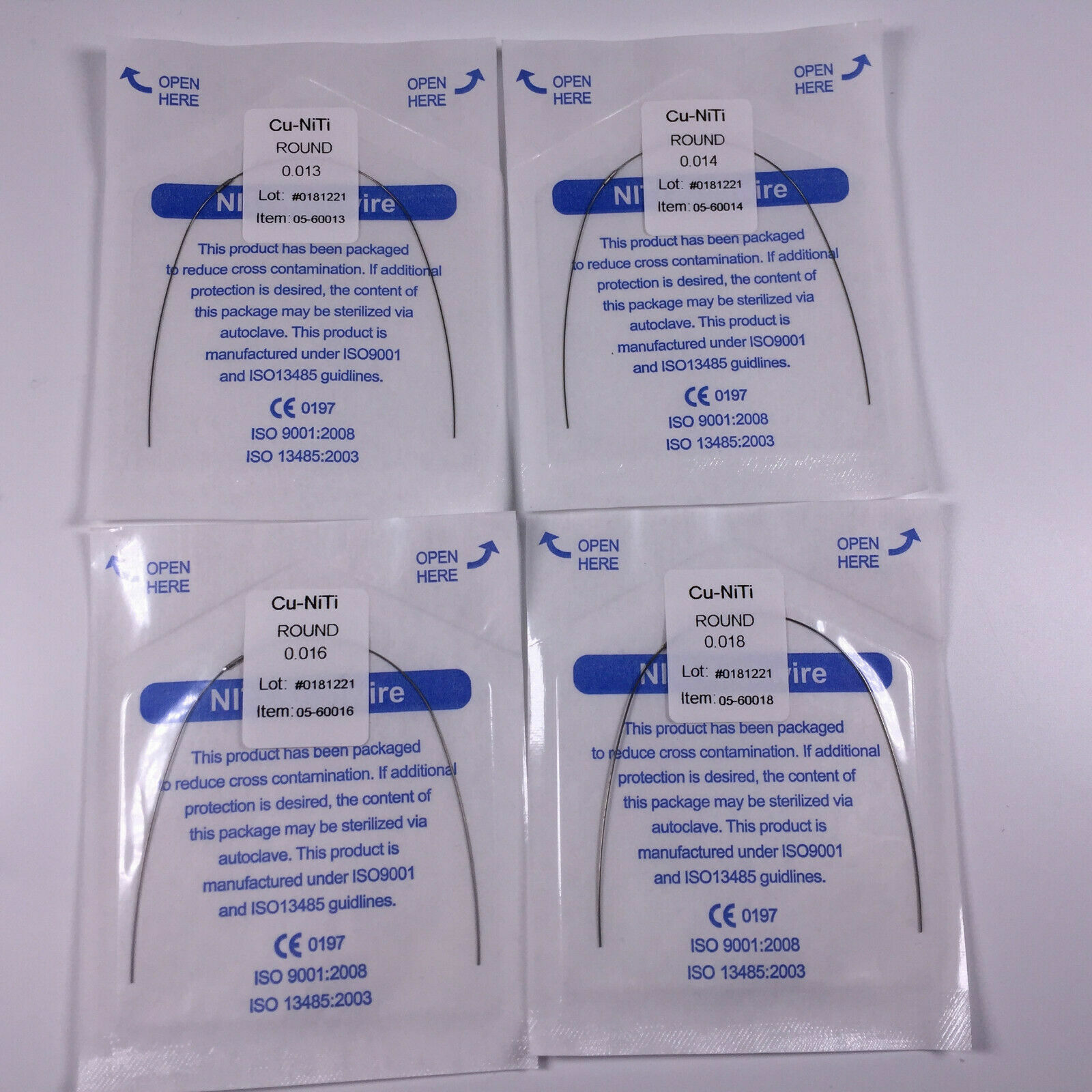 50pcs Dental Copper Cu-Niti Round Arch Wires & Stops DAMON Type 013/014/016/018