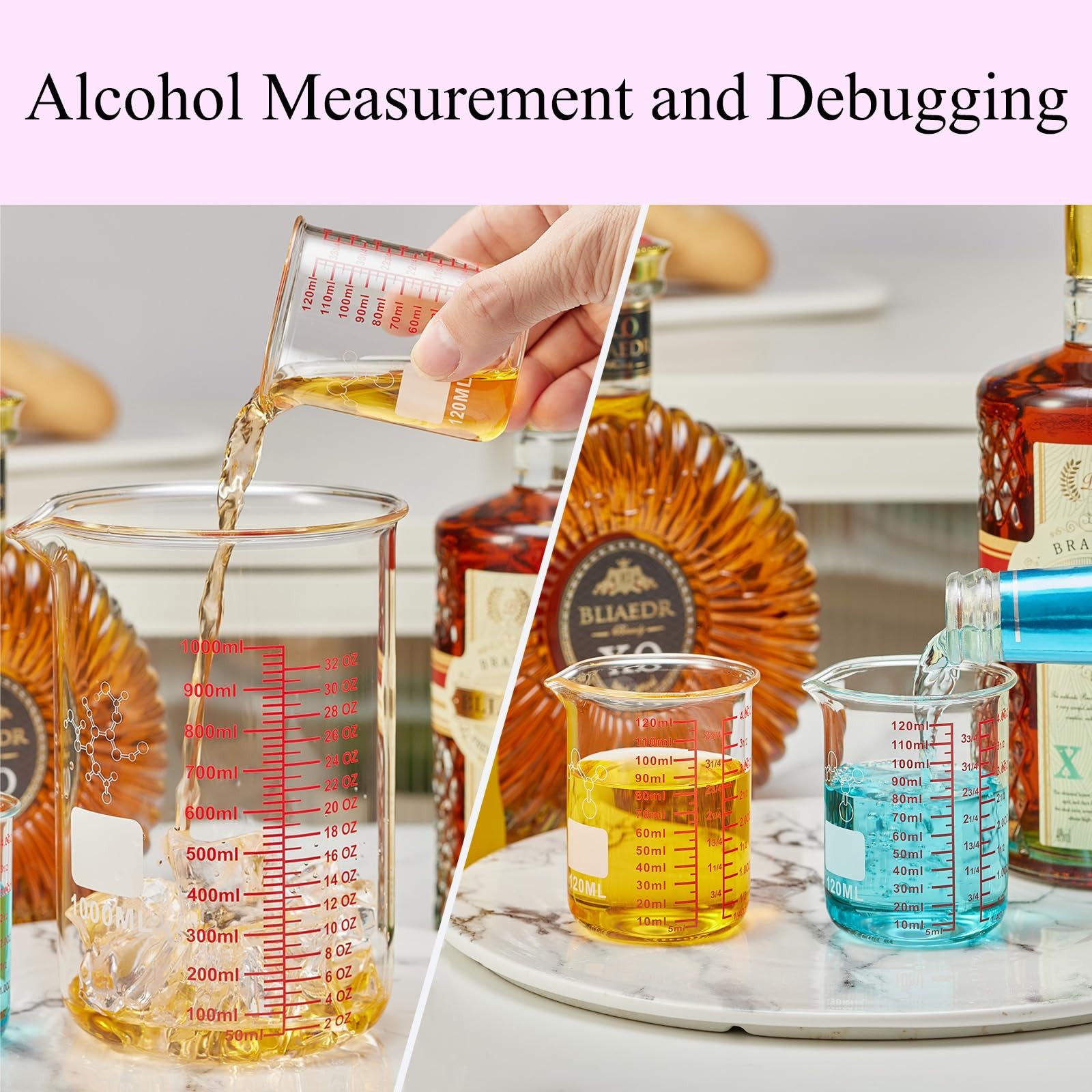 High Borosilicate Glass Measuring Cup-V-Shaped 120ml (4oz) – Pack of 2, Clear