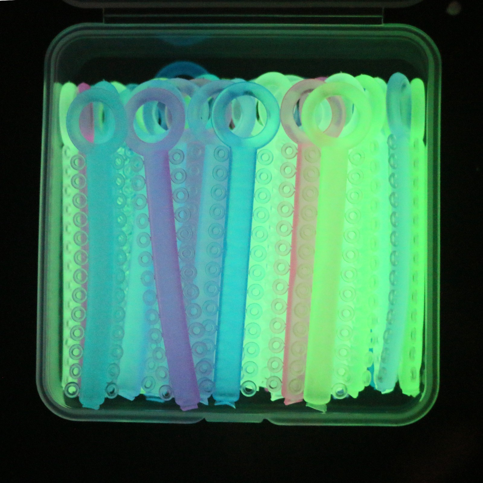 1040 Pcs Dental Orthodontic Ligature Tie Elastic Rubber Band 5 Colors Night Glow