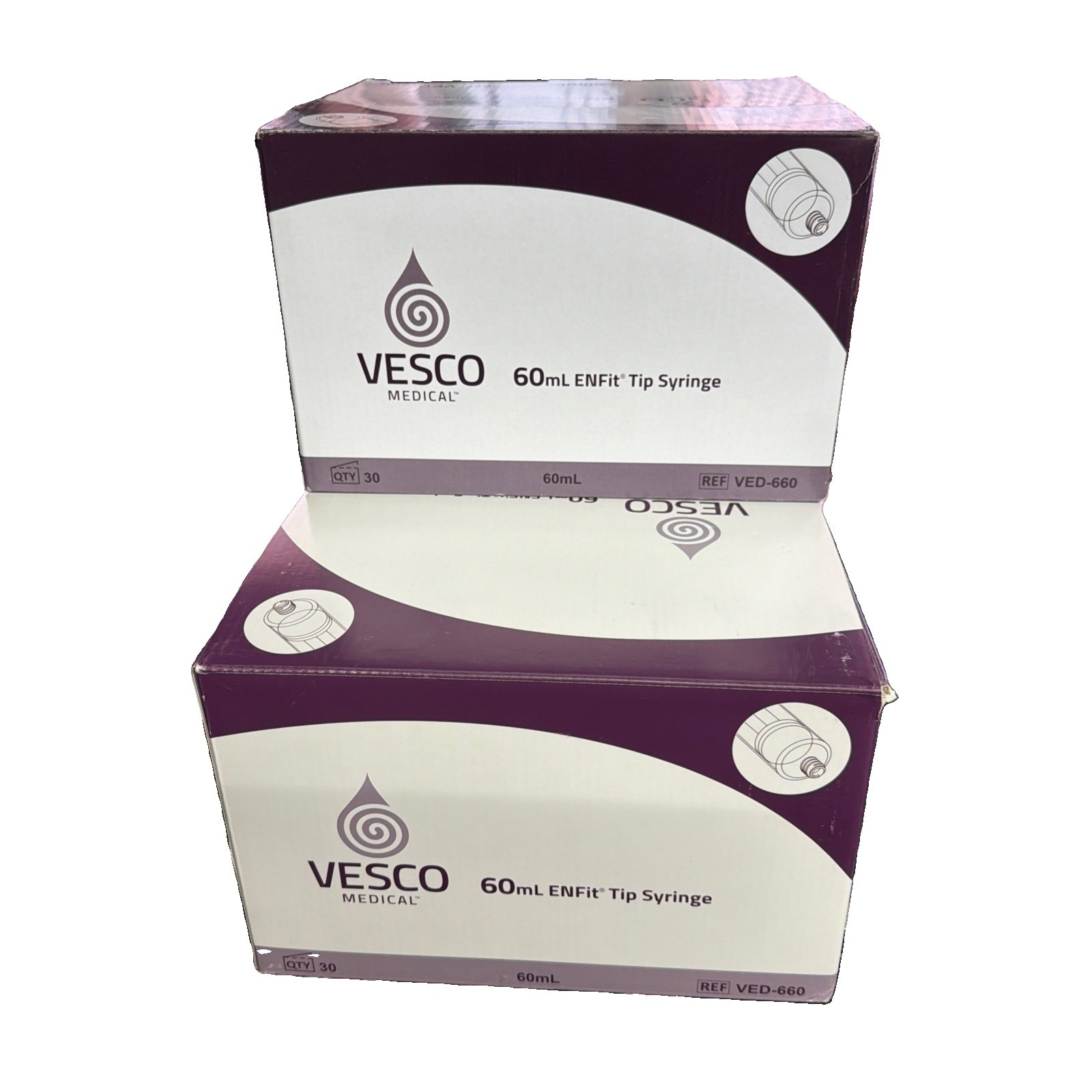 New Vesco Medical ENFIT Tip Syringe 60ML VED-660 (85 Total 3 Boxes)
