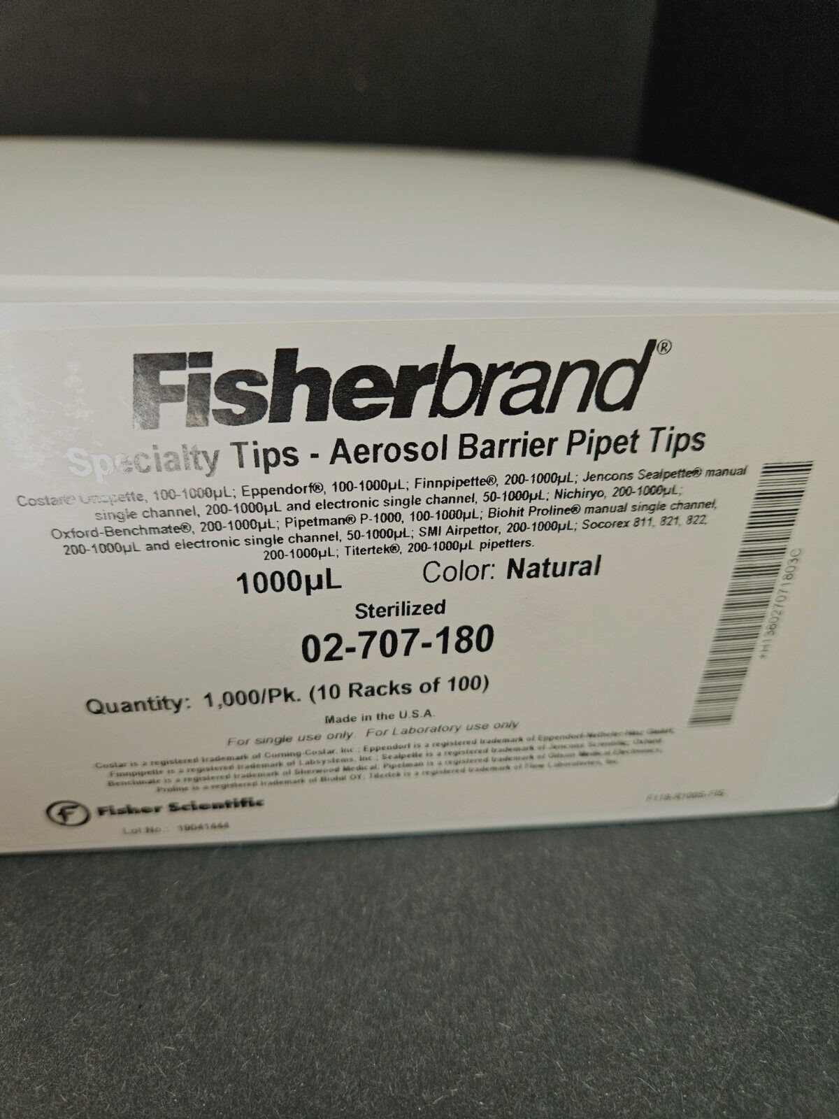 Fisher Scientific Pipette Tips 1000 ul Sterile 10 Racks with 100 Tips Each