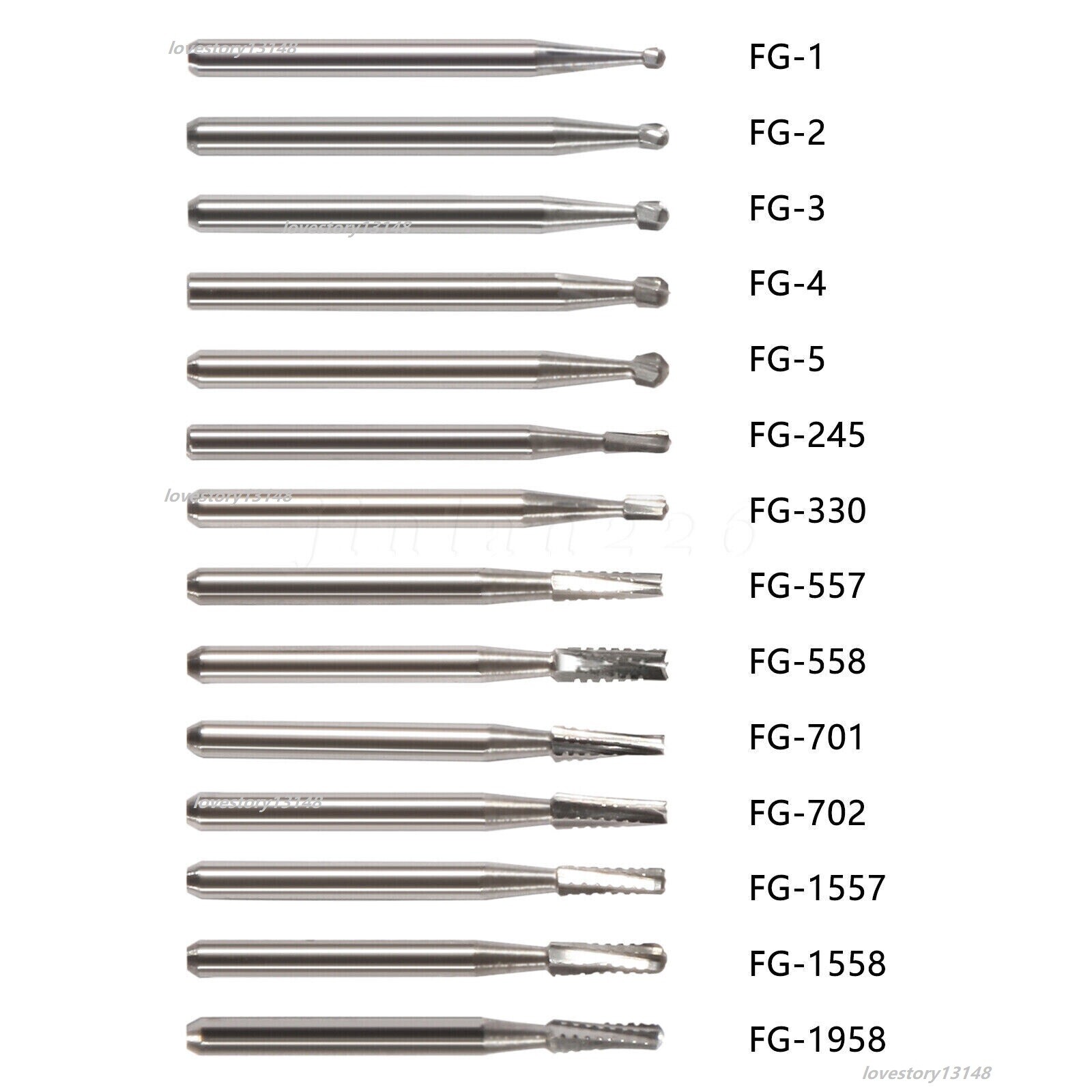 Dental FG Burs High Speed Handpiece Round Friction Grip Tungsten Carbide Steel