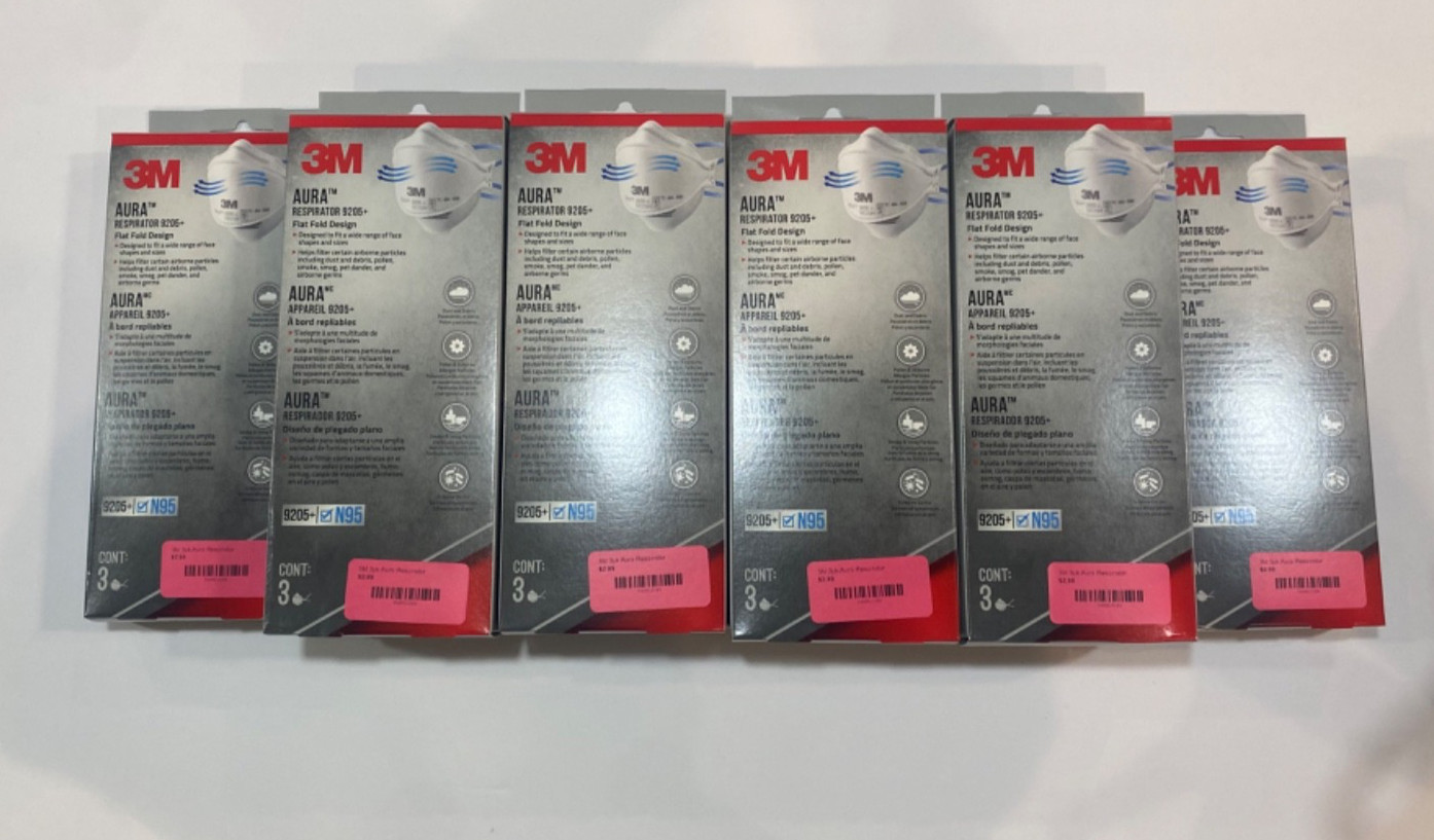 3M Aura 9205+ N95 Respirator Masks (30 Total) | 10 Packs of 3 | NIOSH Approved