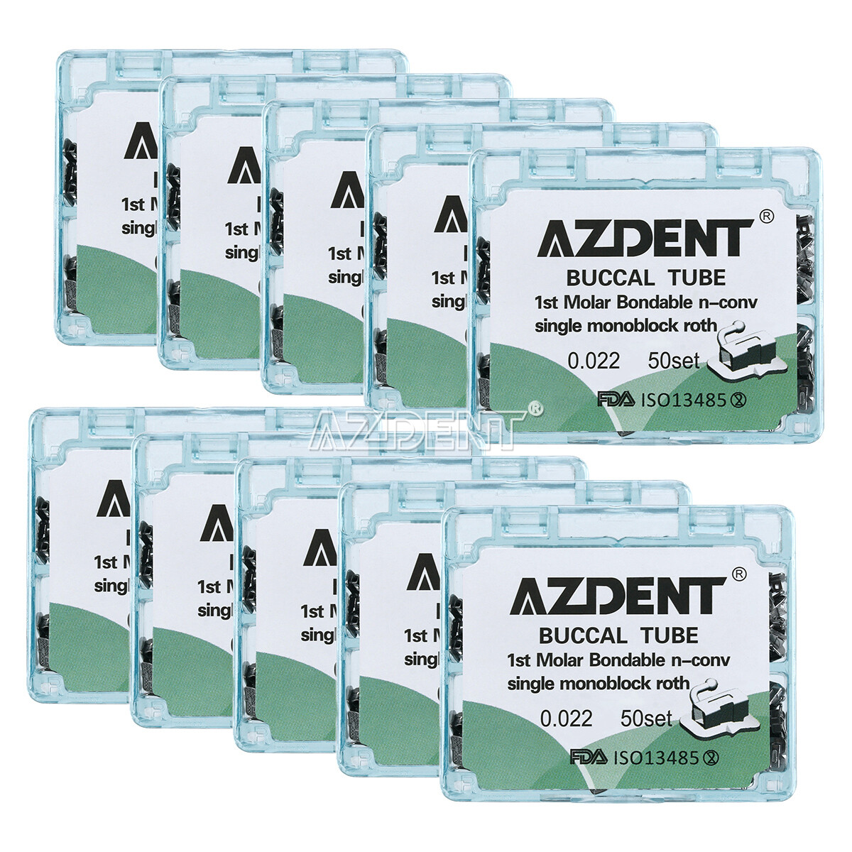 200pc AZDENT Dental Orthodontic 1st Molar Buccal Tube Bondable Non-Conv Roth 022