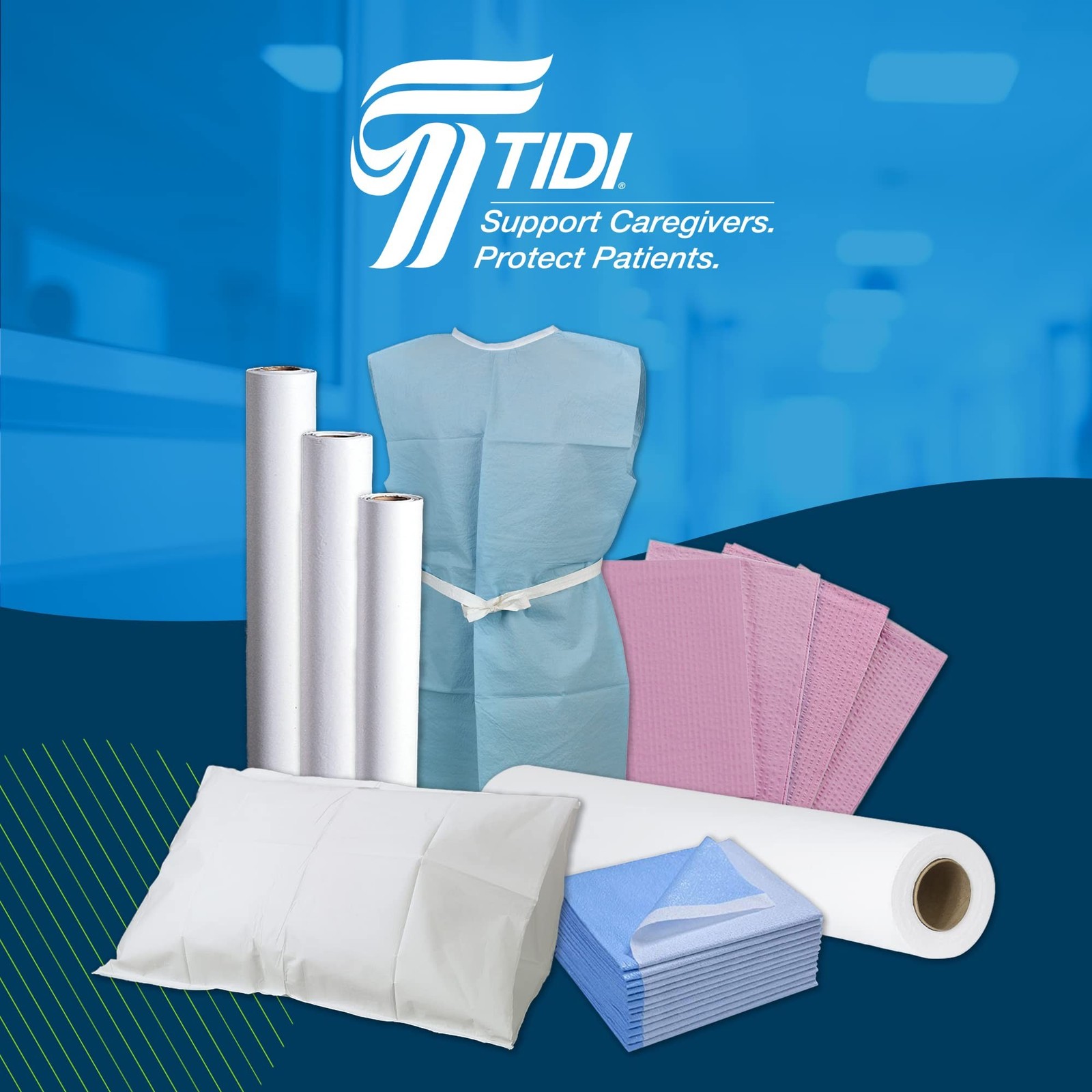 TIDI 917458 Choice Bib/Towel, Waffle Embossed, 2-Ply Tissue, Poly Back Dental…