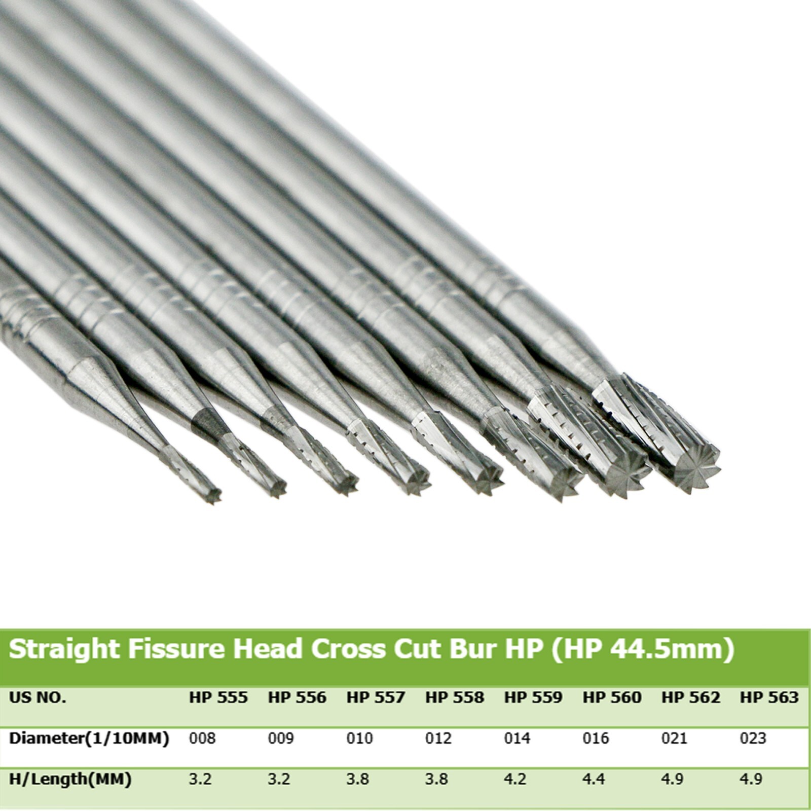 10Pcs Wave Dental Carbide Bur HP For Low Speed Round Straight HP 1 2 3 4 5 6 7 8