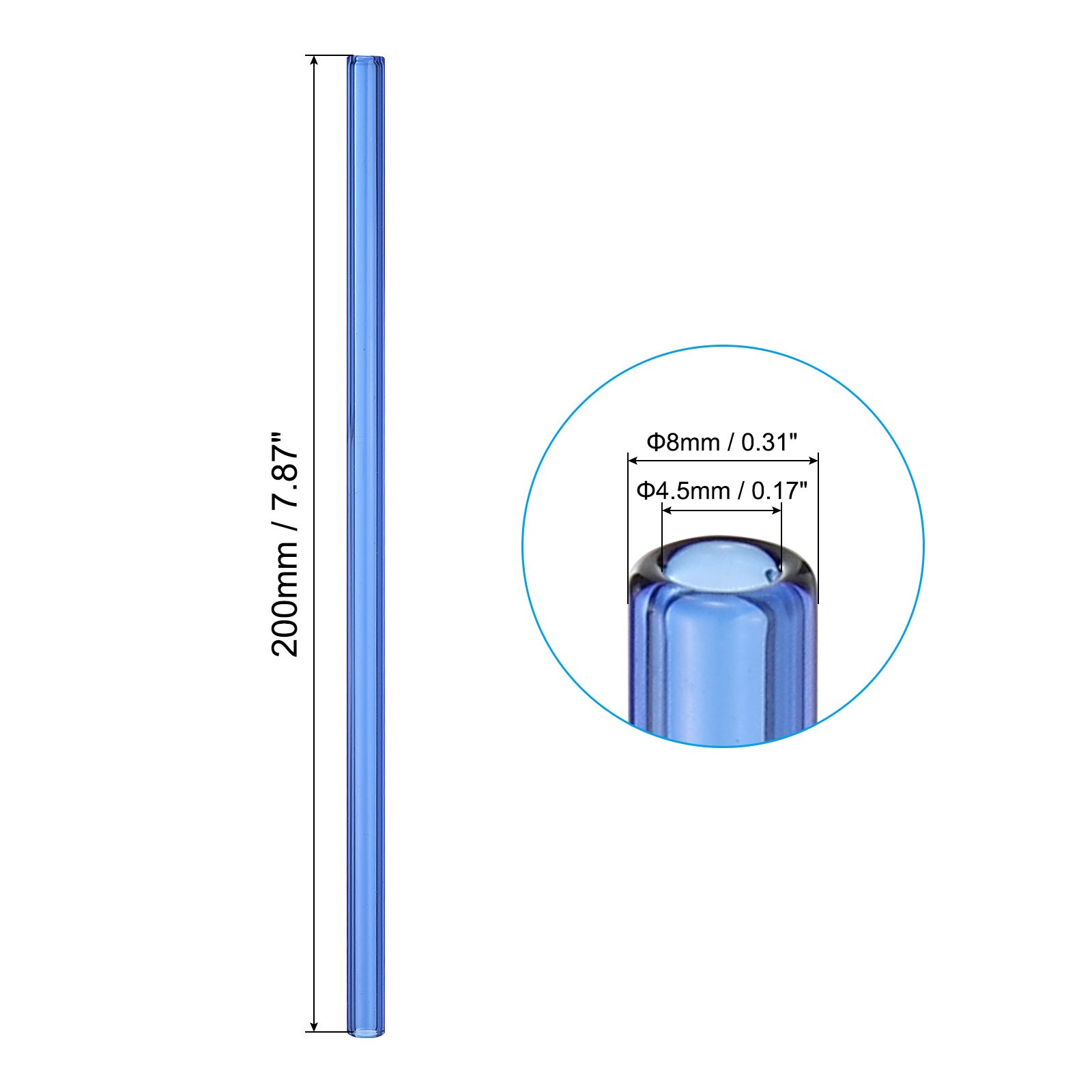 10Pcs 8 Inch Glass Tubes Borosilicate Glass Blowing Tubes Blue
