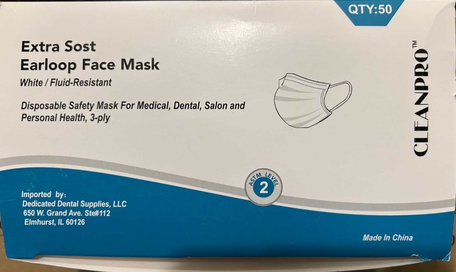 CleanPro Extra Soft Earloop Face Mask White-50 Masks Per Box-1000 Total Masks