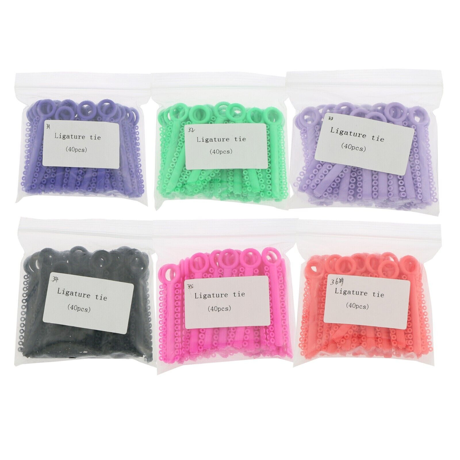 1040Pcs/Bag Dental Orthodontic Super Elastic Ligature Ties Rubber Bands 37 Color