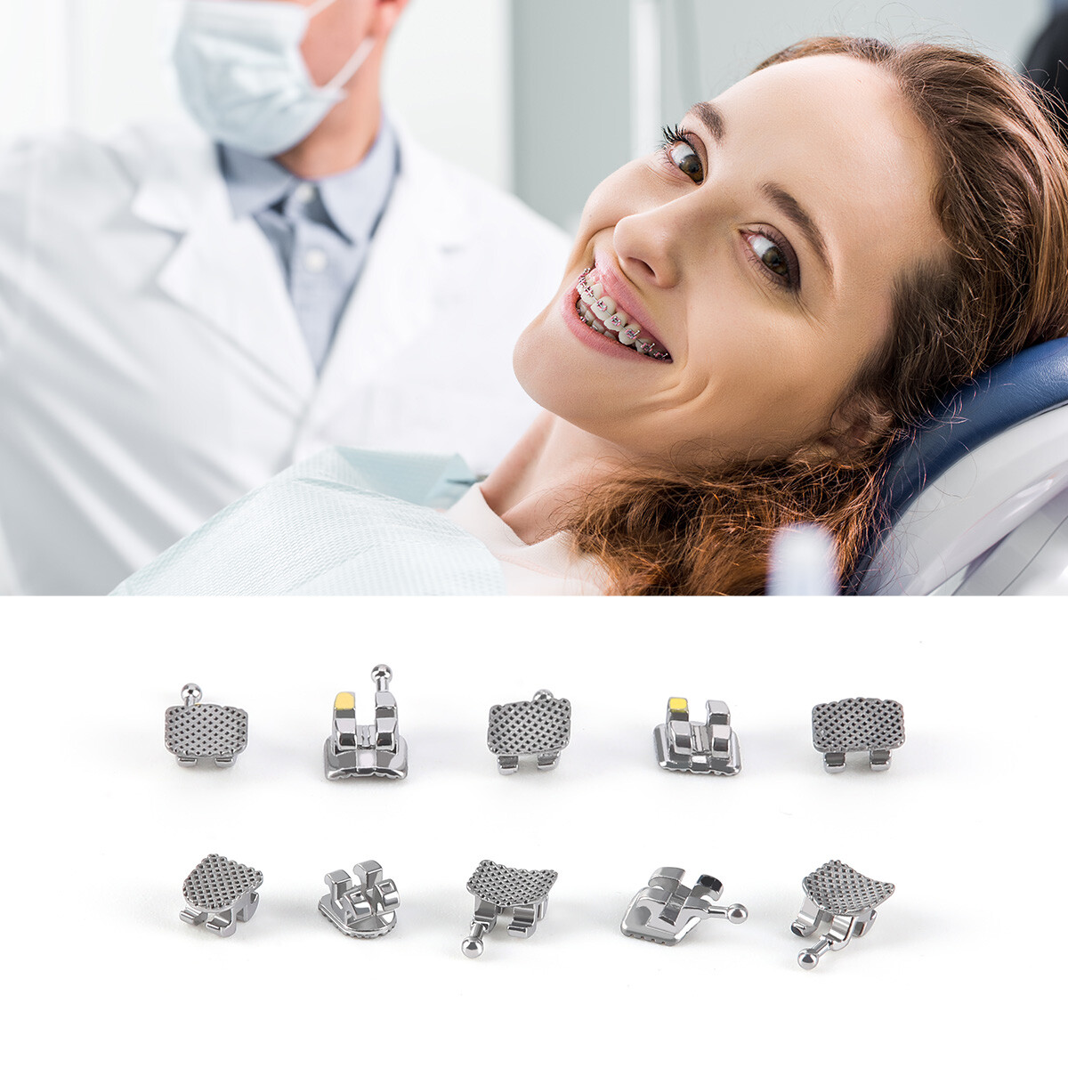 Dental Orthodontic Brackets Braces Mini MBT Roth.022 Hook 345 /NITI Arch Wires