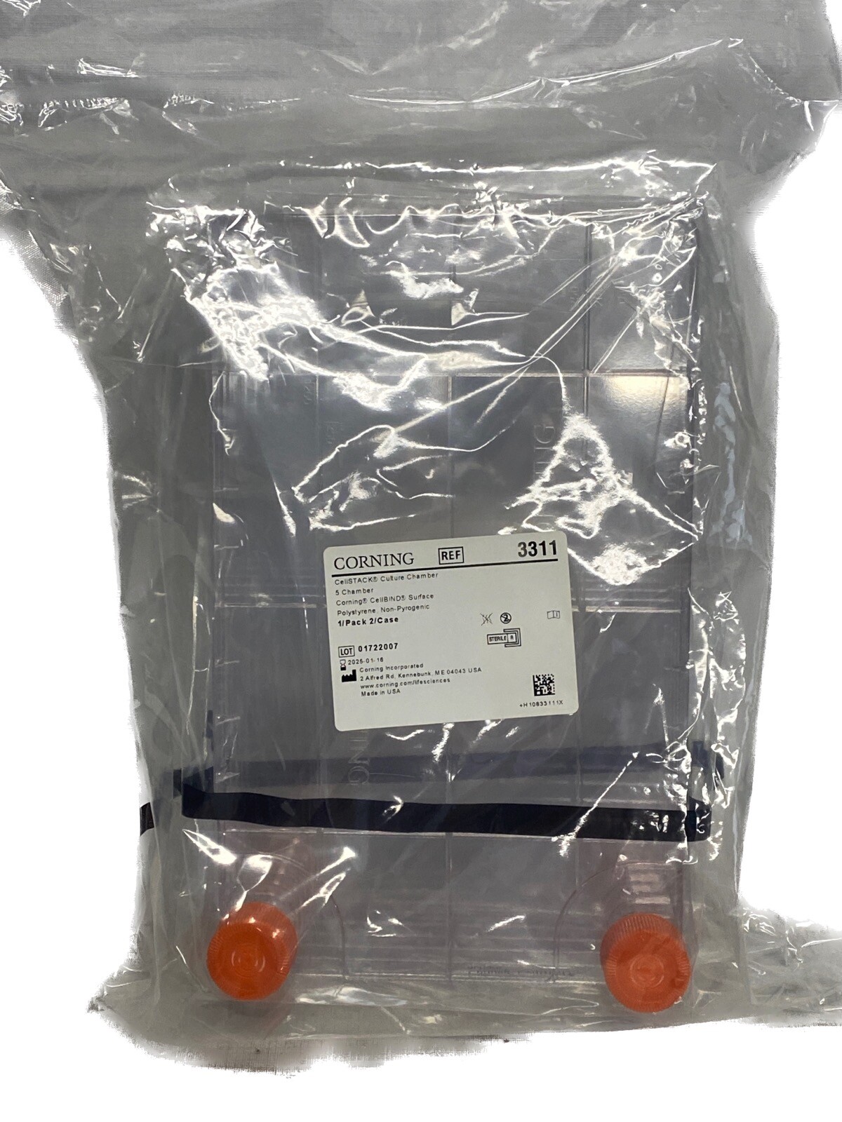 (1) CORNING CellBIND PS CellStack Culture Chamber 5-Chamber Vent Caps 3311