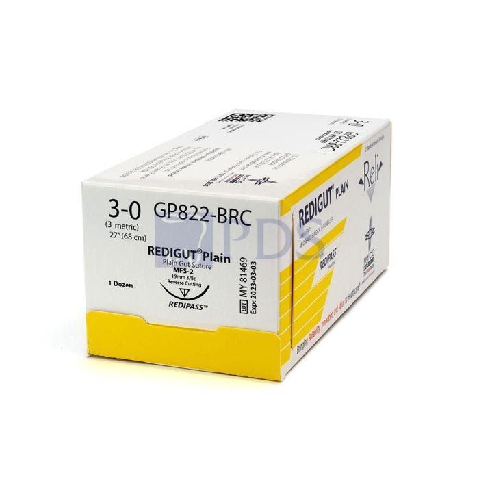 Reli 3/0, 27″ Plain Gut Suture with C-6 Reverse-cutting 19mm Needle