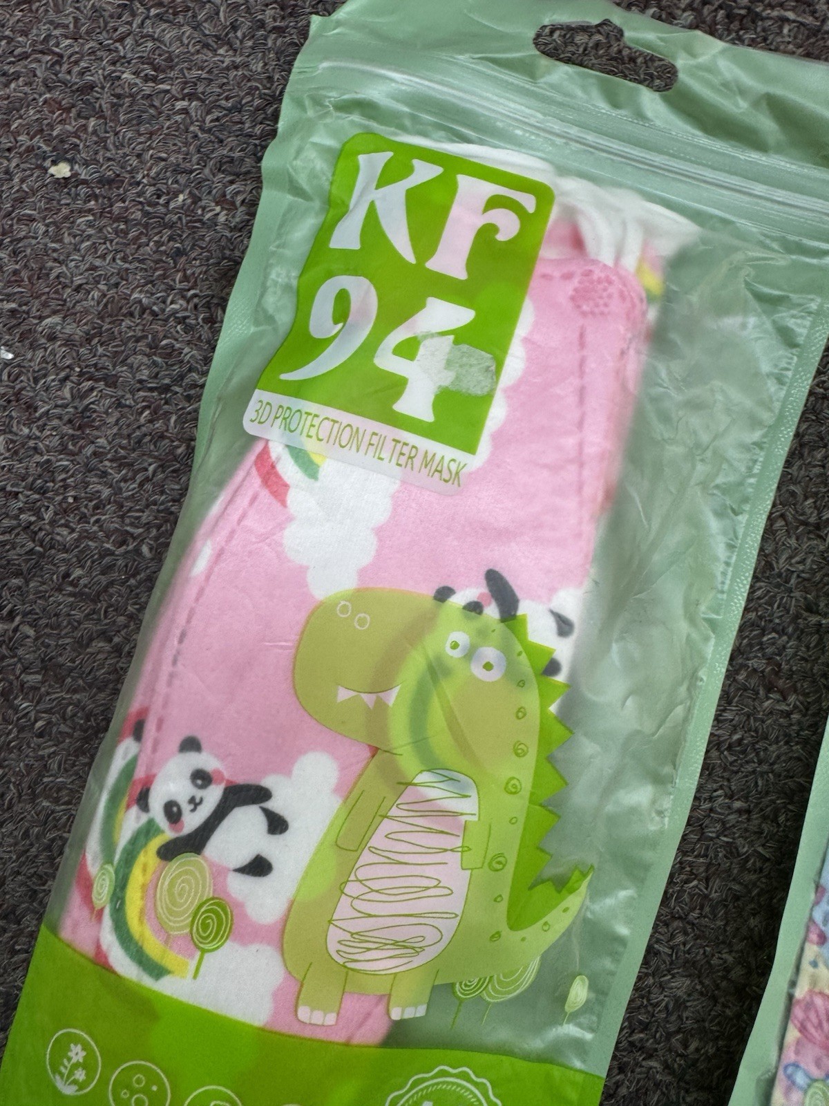 (40) Kid’s Face Masks KF94 Pink With Clouds & Rainbows & White Floral Disposable