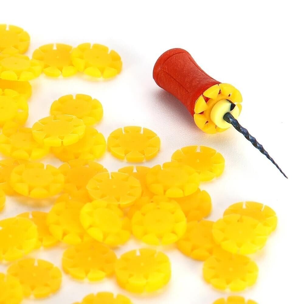 Yellow Dental endo file making circle Ring Endo stopper Disinfection 100pcs/bag