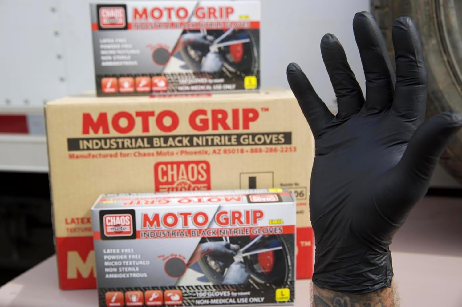 Grip Black Nitrile Gloves 5mil Latex-Free, Powder-Free, Micro-Textured for Repai