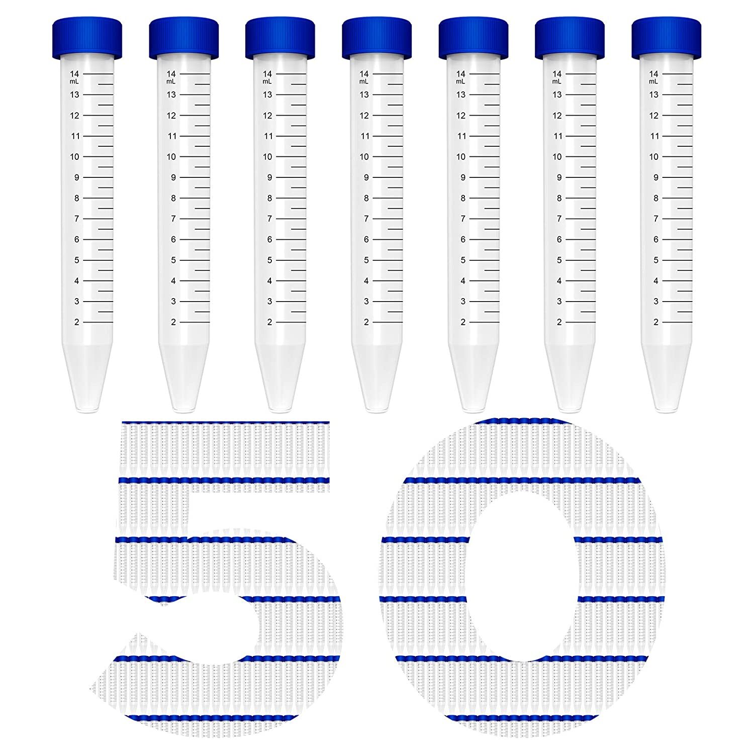 50-1000pcs 15ml Centrifuge Tubes Conical Bottom Screw Caps Polypropylene Sterile