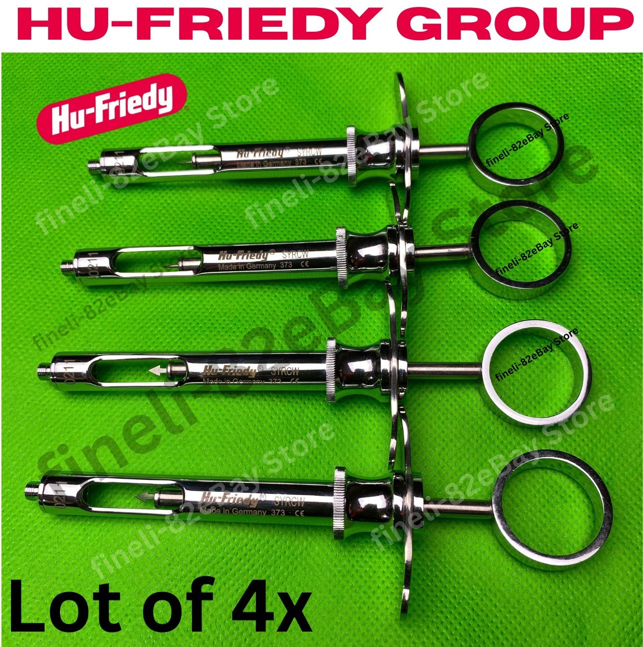 Lot of 4x Hu-Friedy CW Style Dental Anesthetic Aspirating 1.8ml Syringe SYRCW