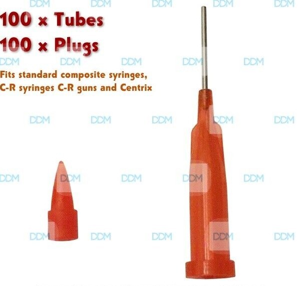 Dental Tubes and Plugs Set for Centrix, C-R,Composite Syringe Uni-Dose Orange