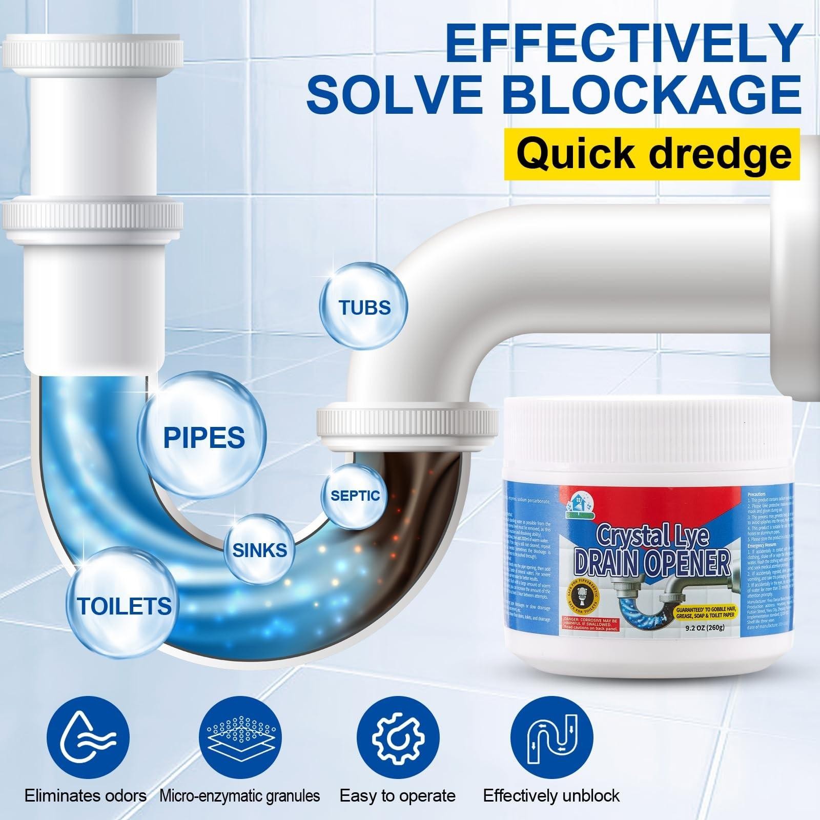 Bell Bird Drain Opener,powerful Unclogging,crystal Lye, Sodium 1 Psc