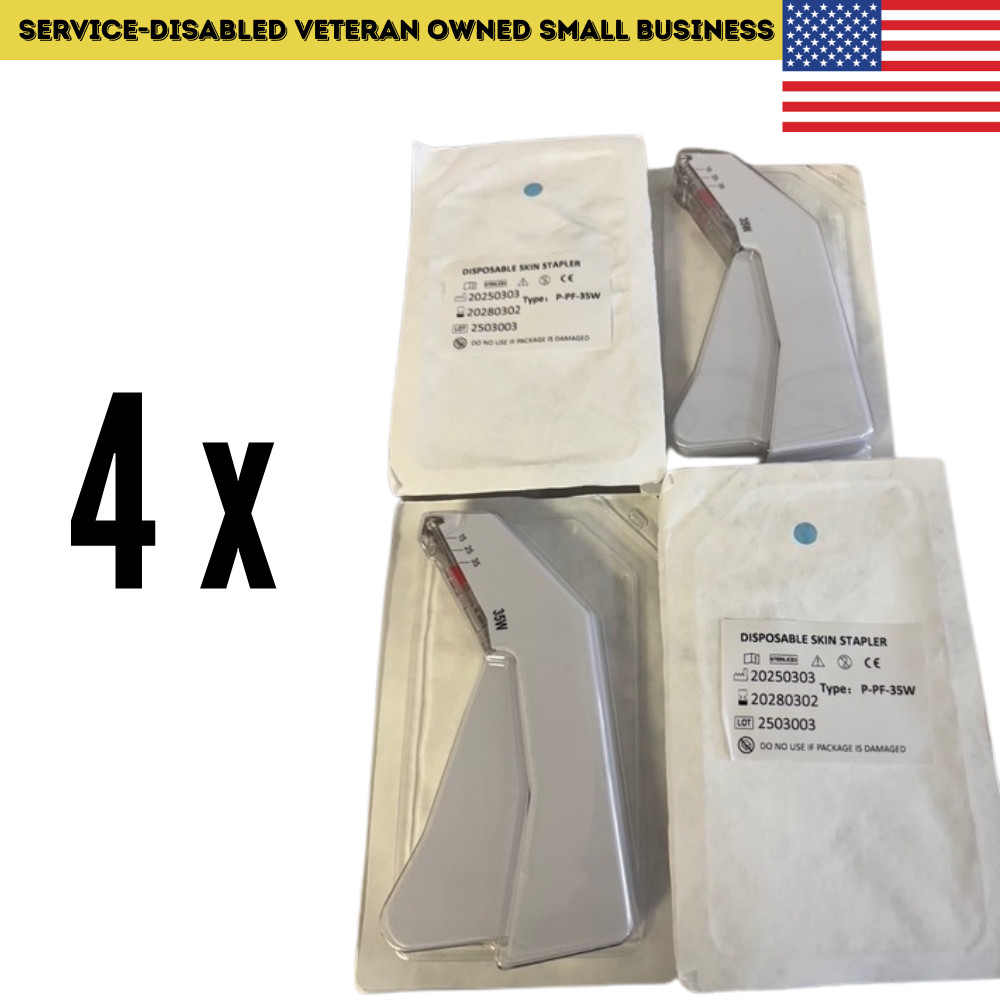 4 Pack- Skin Stapler 35W— Surgical Grade— STERILIZED (exp. 3/28) TCCC Combat Med