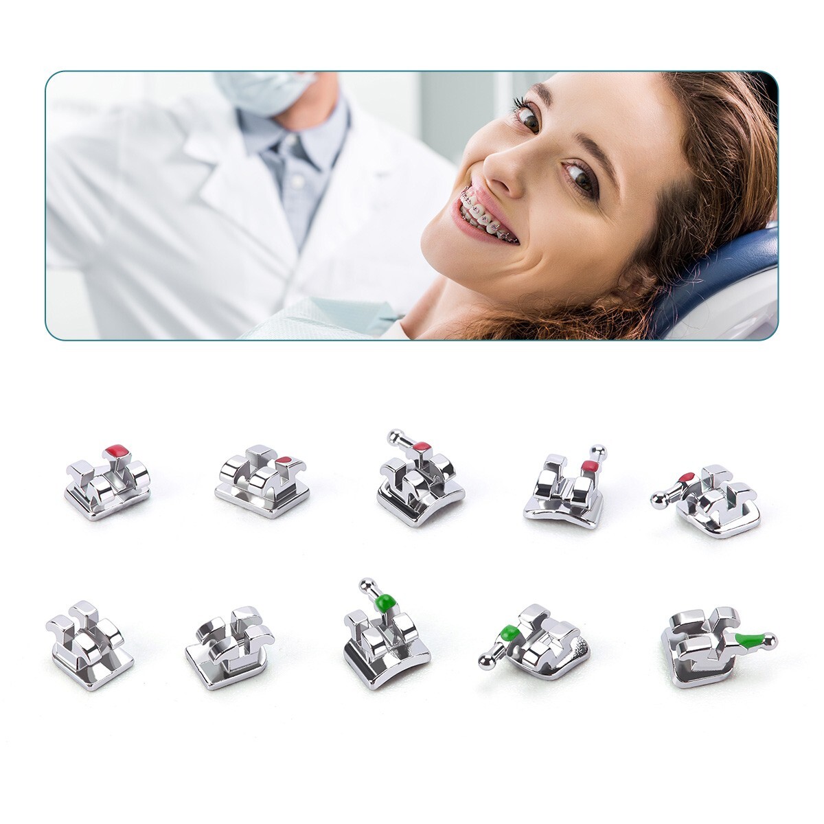 10X Dental Orthodontic Metal Brackets Braces MIM Mini Roth.018 Hooks 345 USA