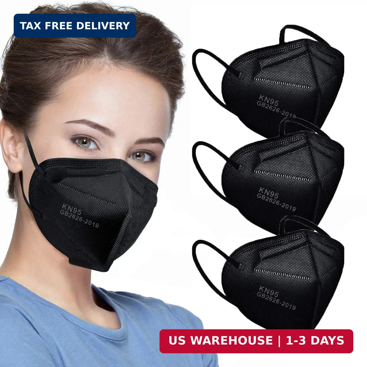 KN95 Face Masks 100 Pack 5-Ply Breathable Cup Dust Disposable Masks For Adults