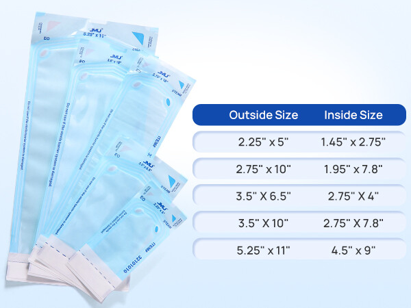 1000PCS JMU Dental Self Sealing Sterilization Pouches w/Indicator Sterilizer Bag