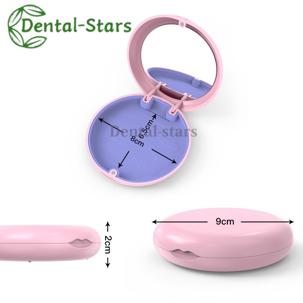 1Pcs Dental Retainer Case With Mirror Denture Storage Box Mouthguard Container