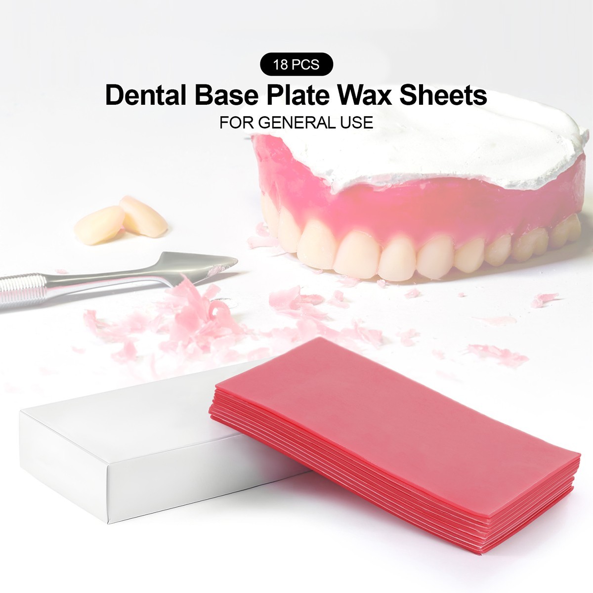 18 Sheets Dental Lab Base Plate Wax Molding Casting Wax Sheet Denture Material
