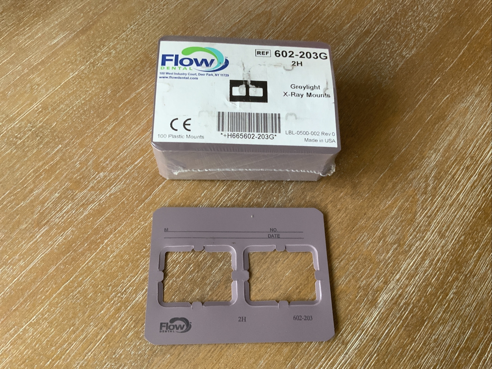 Notched Grey Plastic Film Mounts 2H. 2 Window For Size #2 Dental Film. 100/Pkg.
