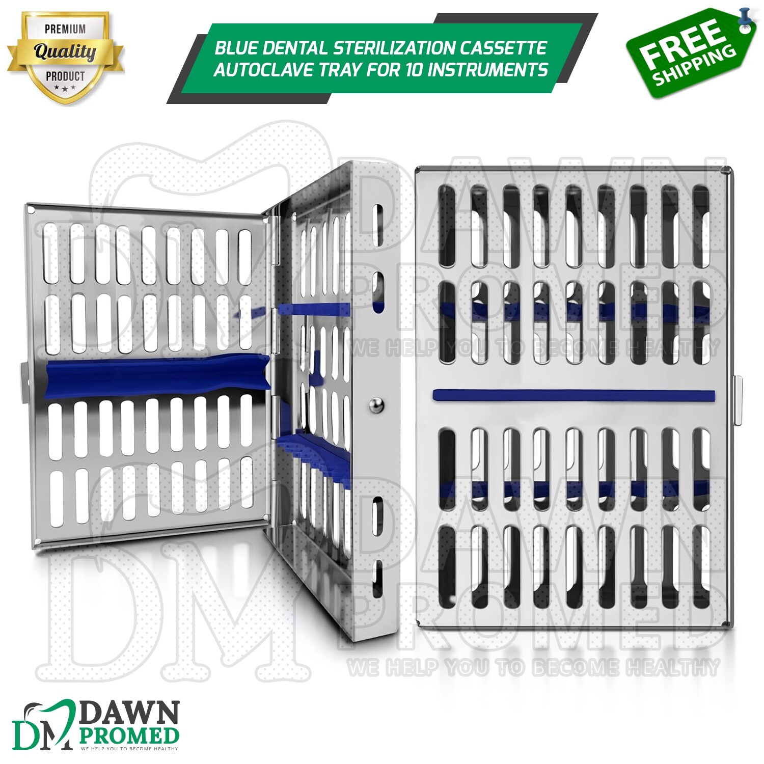 Dental Sterilization Cassette Autoclave Tray Box For 10 Instruments German Grade