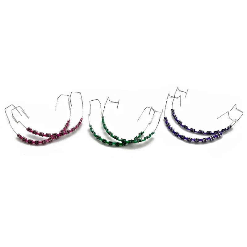 2Pcs Fashion Fake Braces Colorful Brackets for Teeth Temporary Metal Wires Metal