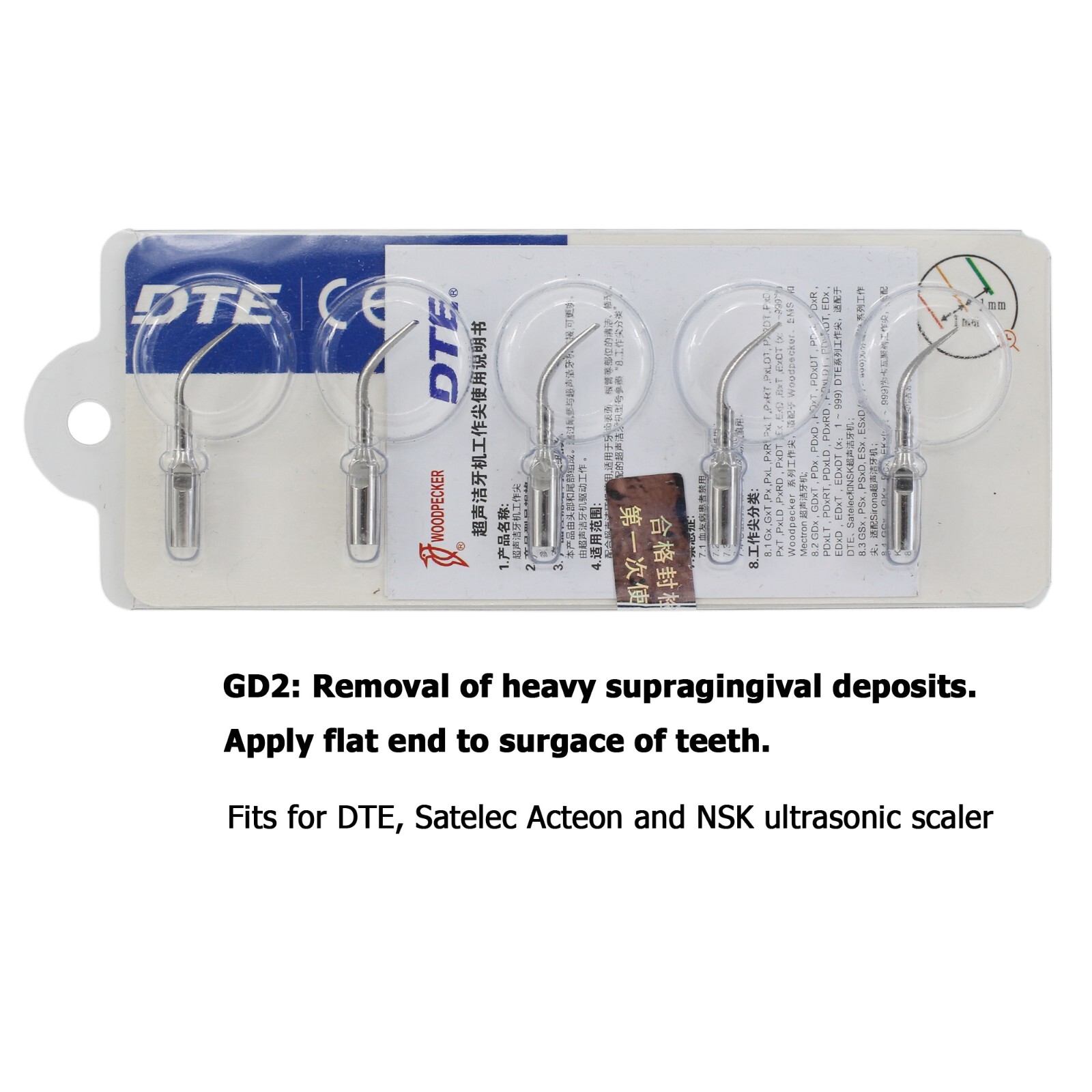 Woodpecker DTE HD-7L Handpiece Dental Ultrasonic Piezo Scaler Tips GD1 GD4 PD1