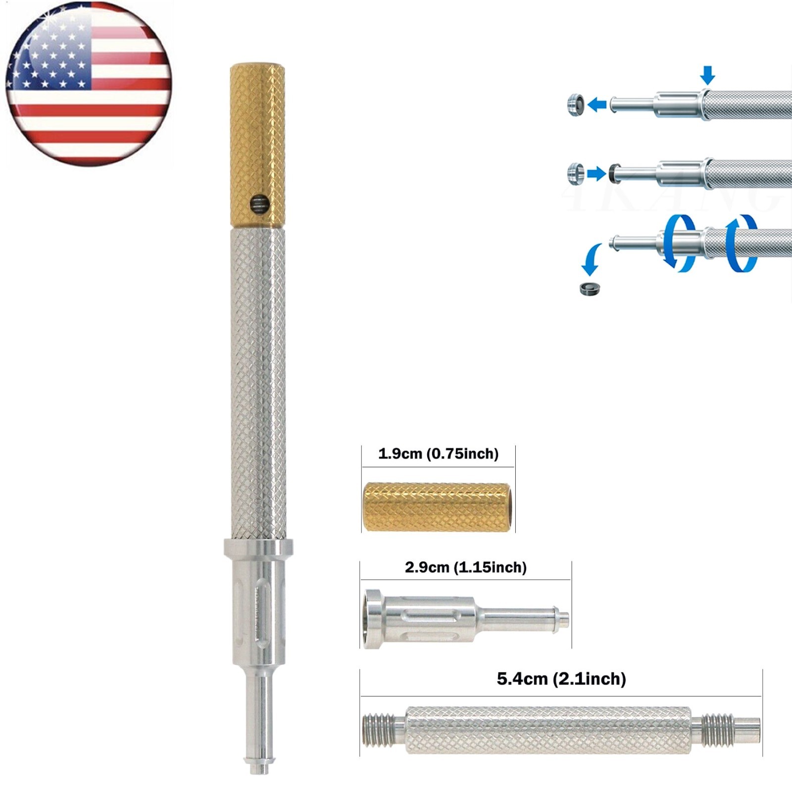 US Dental Locator Overdenture 0.8lbs Soft Retentive Caps Insert Extraction Tool