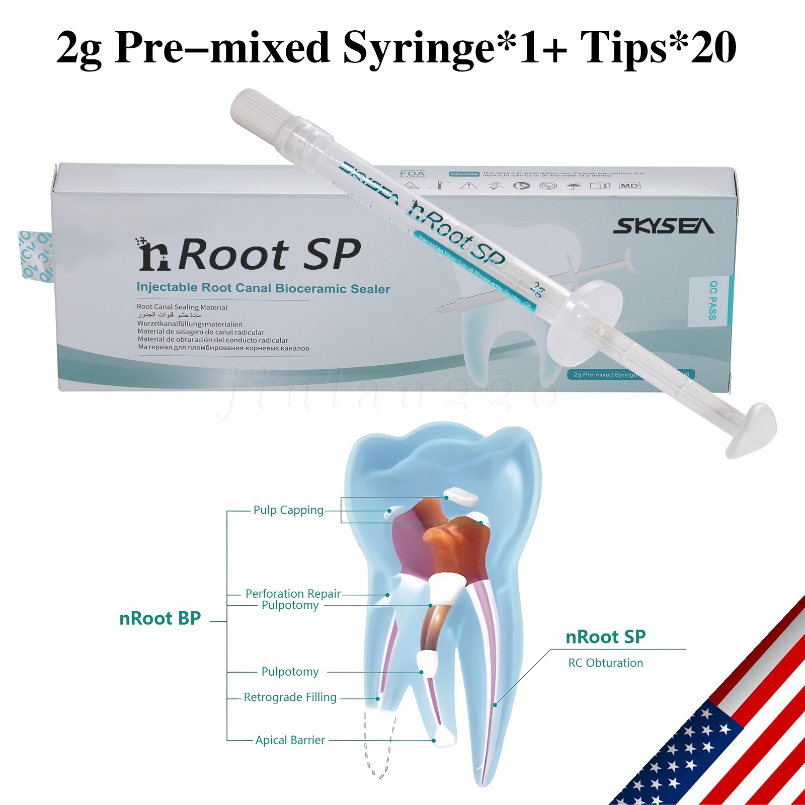 1g SP Dental Injectable Root Canal Bioceramic Sealer Endodontic Sealing Filling