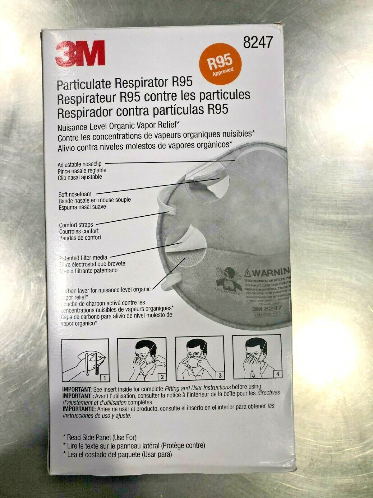 3M™ Aura 8247 R95 Particulate Respirator Disposable Protective Mask N95 NIOSH