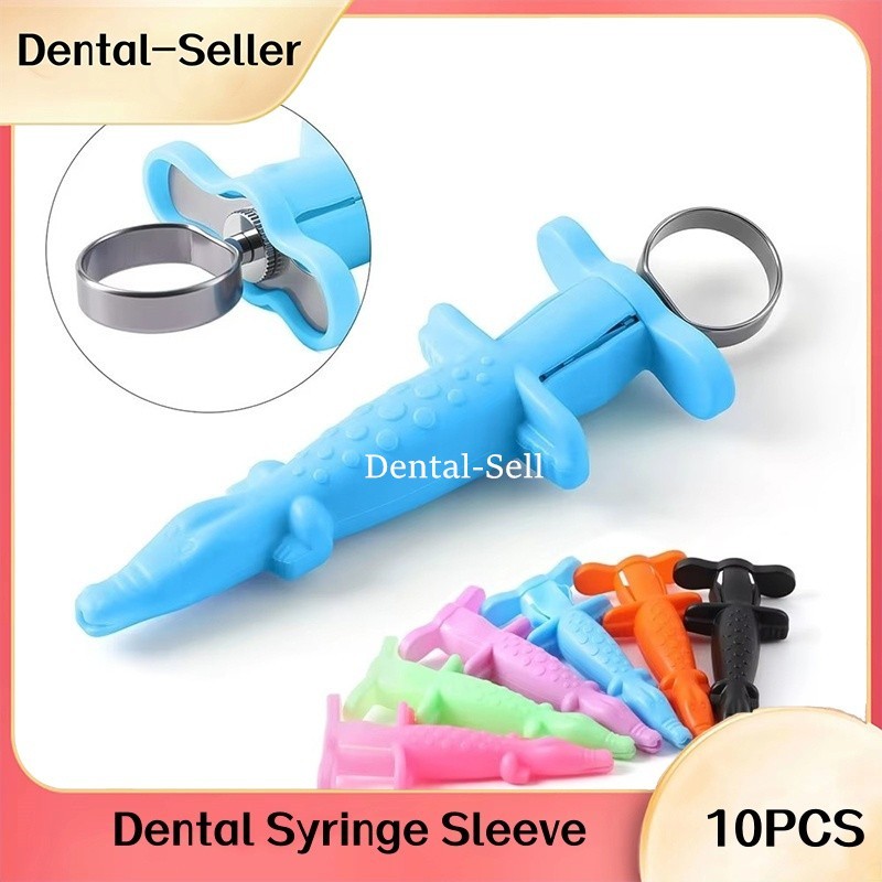 10 Pcs Dental Syringe Sleeve Crocodile Shaped Syringe Protective Cover Mix Color