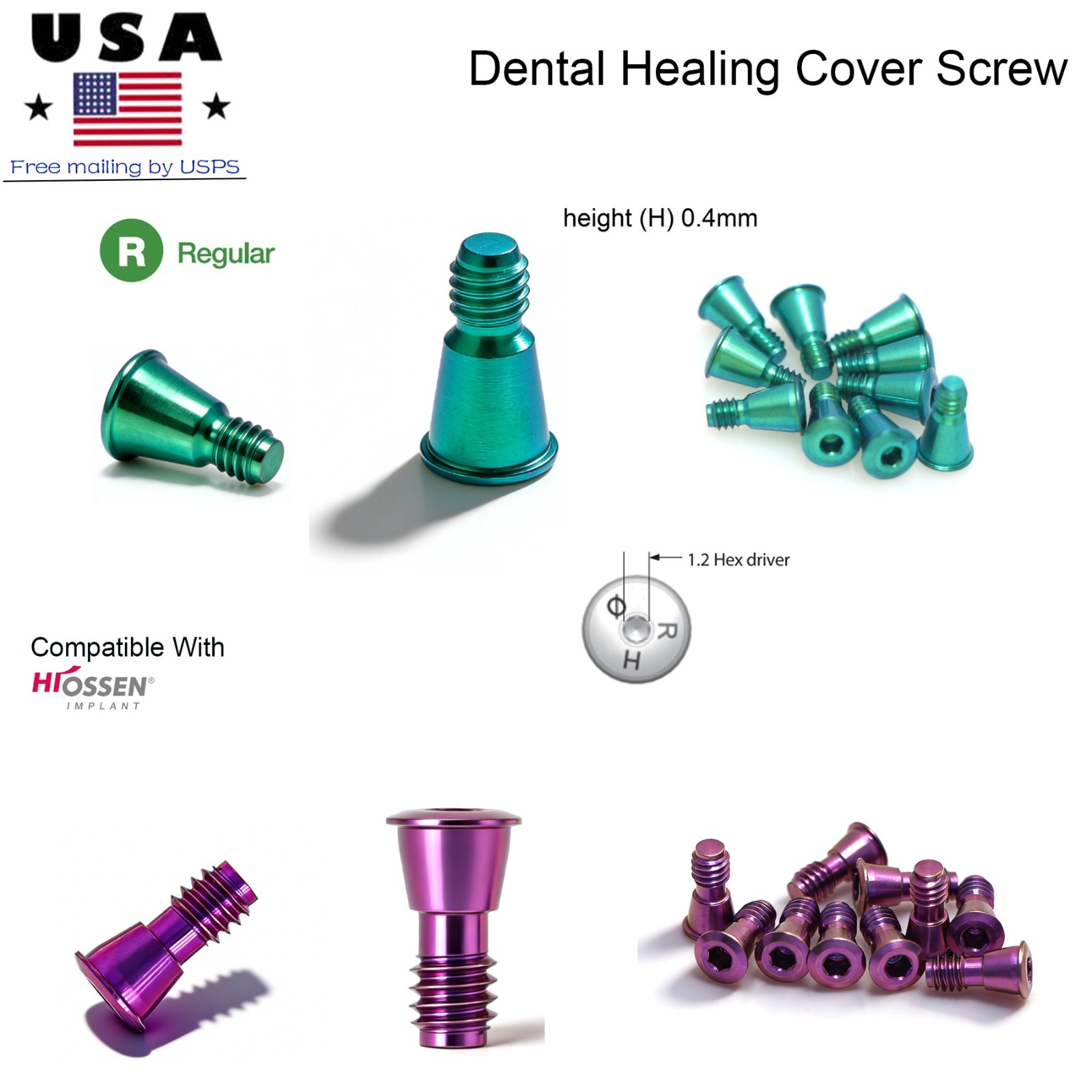 US Dental Healing Abutment Compatible Oss Hiossen ET/TS Mini Regular Platform
