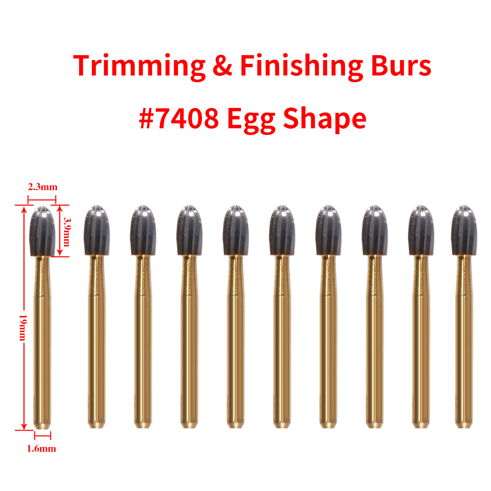 SANDENT Dental Trimming & Finishing Gold Burs Carbide Burs FG 7408