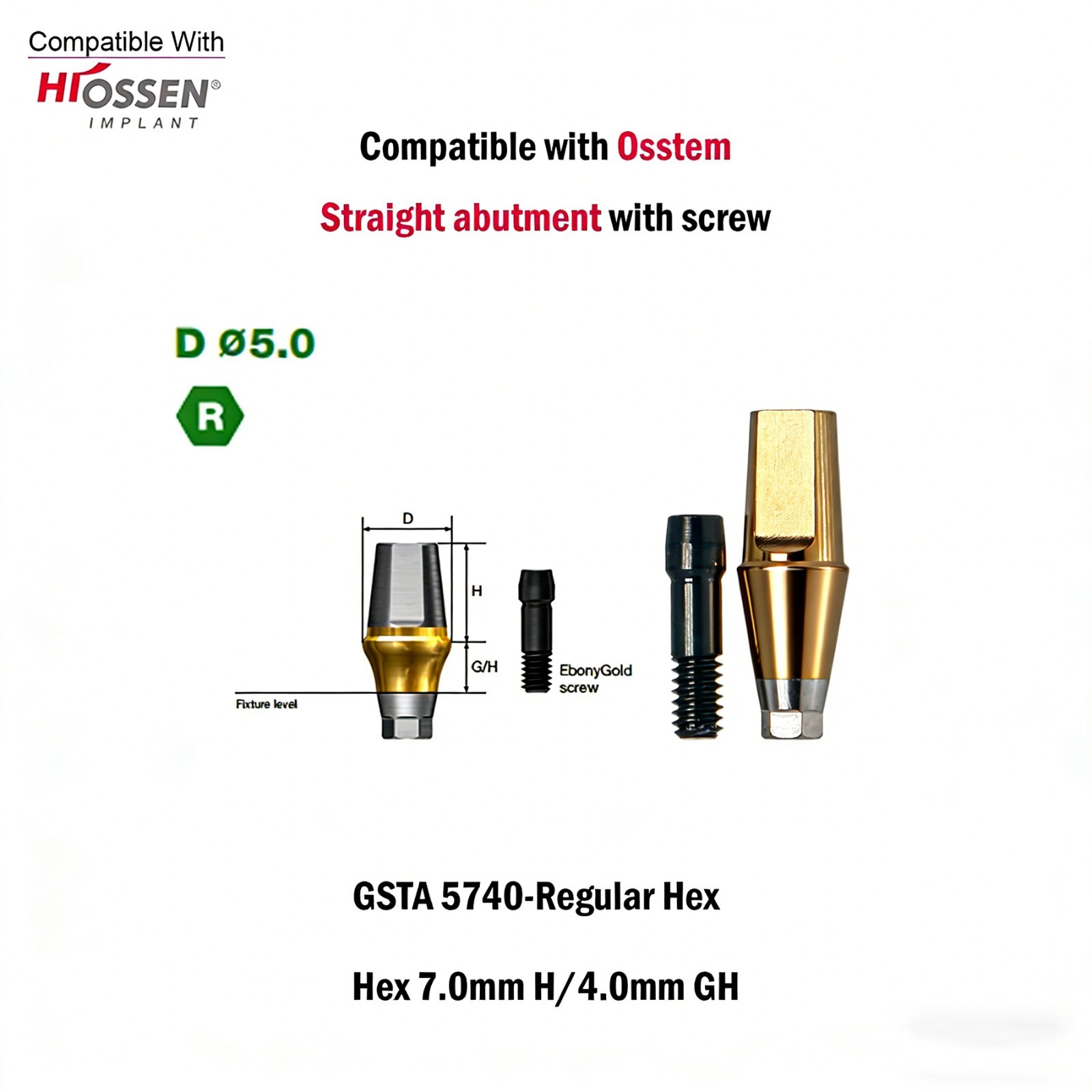 US 5pcs Dental Osstem Hiossen TS Ti Straight Transfer Abutment Hex MINI/Regular